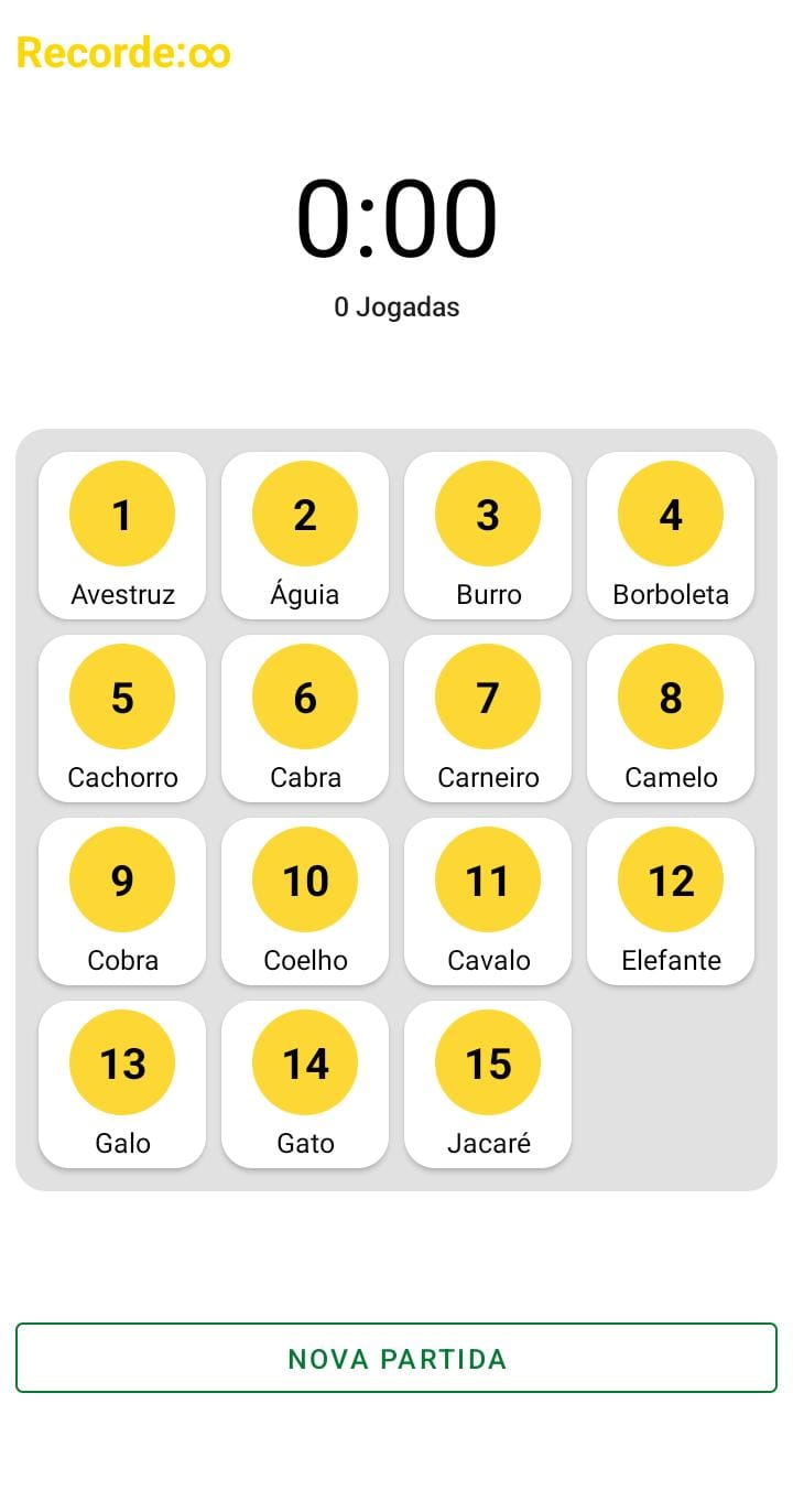 Imagem da tela de passatempo do aplicativo